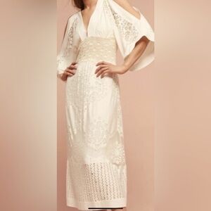 Farm rio solano lace midi ivory dress size small. Anthropologie